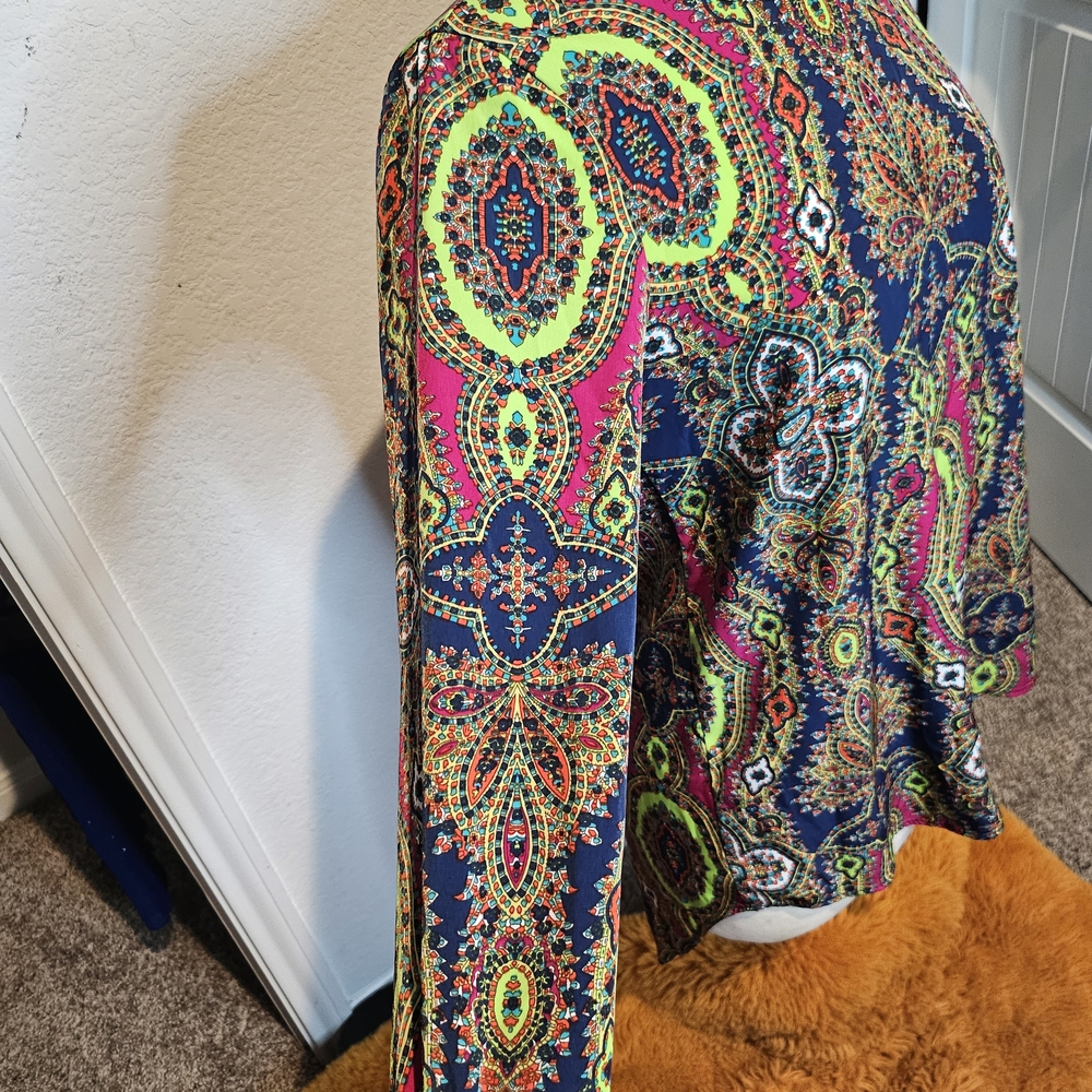 3/20❤️Karlie Colorful Paisley Long Sleeve Tunic Blouse Top Boho - Picture 6 of 6